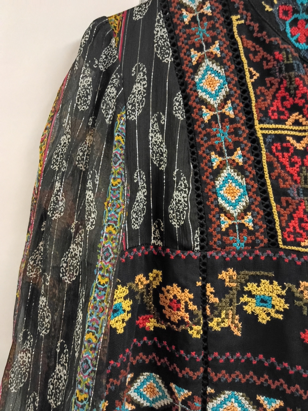 Anthropologie Akemi + Kin "Sheria" Metallic Embroidered Dress - Picture 6 of 9